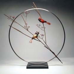 Cardinals Metal Sculpture - "Northern Cardinals" A metal sculpture of a pair of Cardinals by Don Rambadt