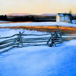 A watercolor of the house at Bull Run battlefield near Manassas, Virginia.