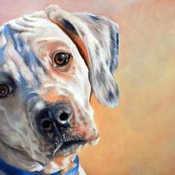 An oil painting of a Pointer puppy from a plantation in Georgia.