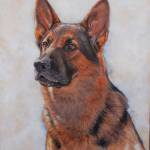 An acrylic portrait of a Unites States Police K9 National Champion.