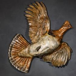Flushing Ruffed Grouse - Bronze Wall Mounted Sculpture