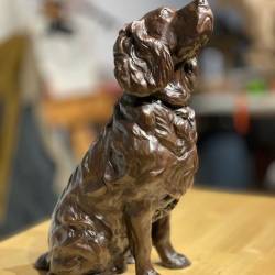 Brown Dog - Large Sitting Boykin Spaniel Bronze Sculpture