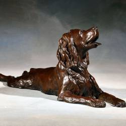 Spaniel Sprawl - MediumSize Dog Version - Bronze Sculpture