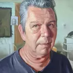 An oil portrait of an artist.