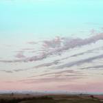 An original oil painting clouds over a rural Iowa Landscape.