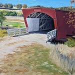 An oil painting of one of the bridges of Madison County, Iowa - Hogback Bridge.