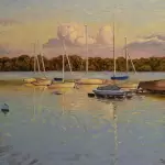 An original oil painting of Lake Harriet in Minneapolis, MN.
