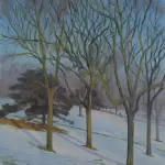 An oil painting of Powder Horn Park.